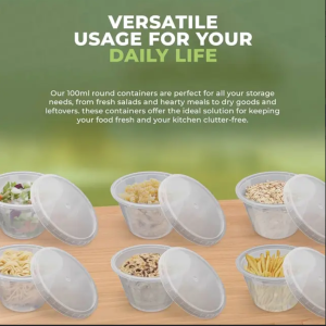 Round Plastic Containers with Lids 4oz pack of 100 - | 4oz Round Storage Containers