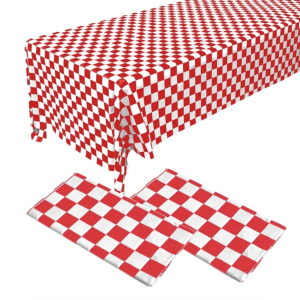 2 Pack 108" X 54" Red and White Rectangular Checkerboard Table Cloth