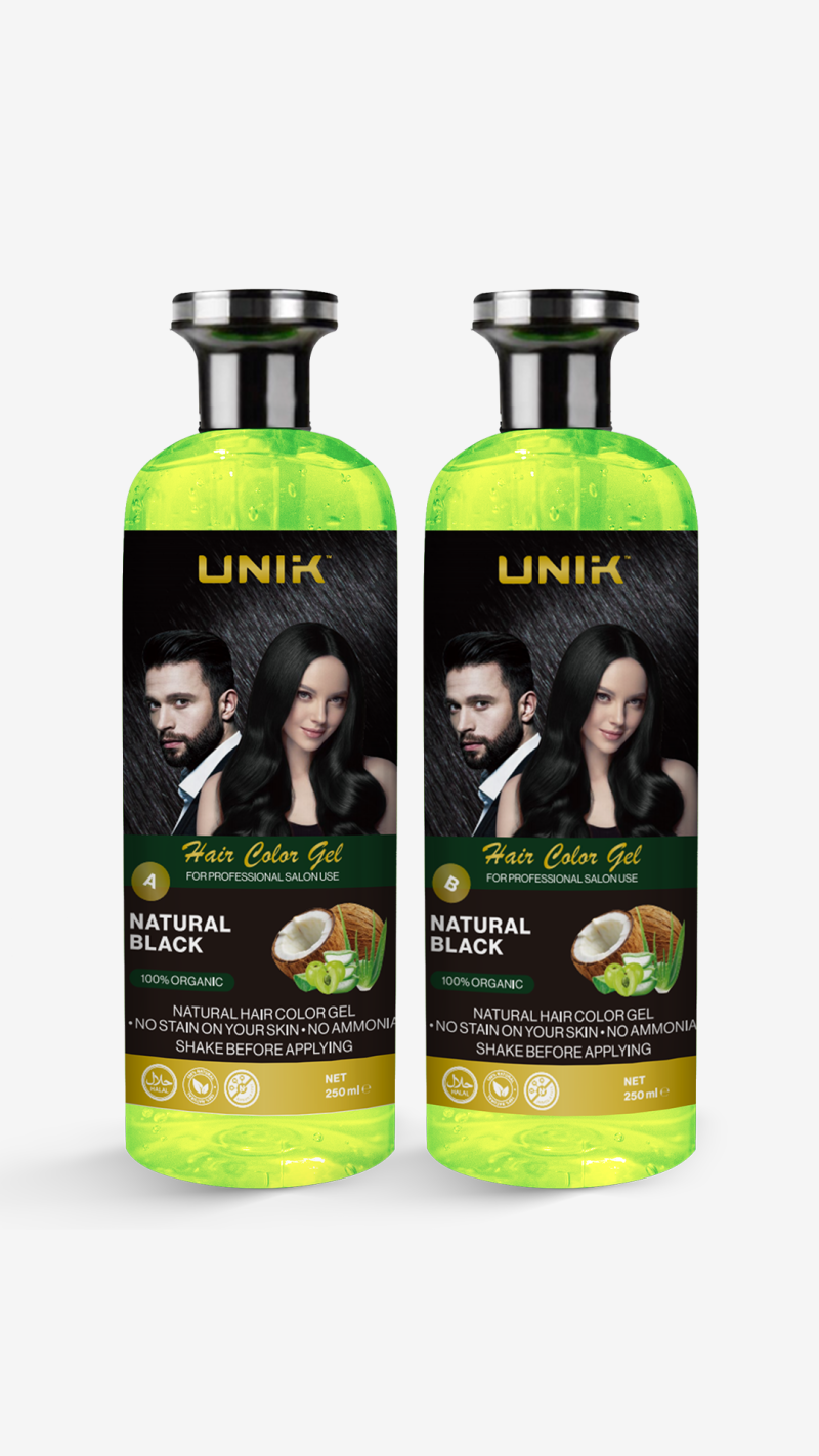 Unik Professional Hair Color Gel x2 250ml Black or Dark Brown, No Color to Skin Haircare Hair Dye - Image 5