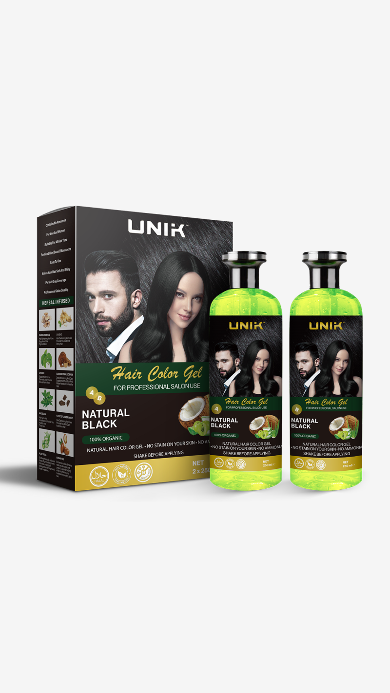 Unik Professional Hair Color Gel x2 250ml Black or Dark Brown, No Color to Skin Haircare Hair Dye