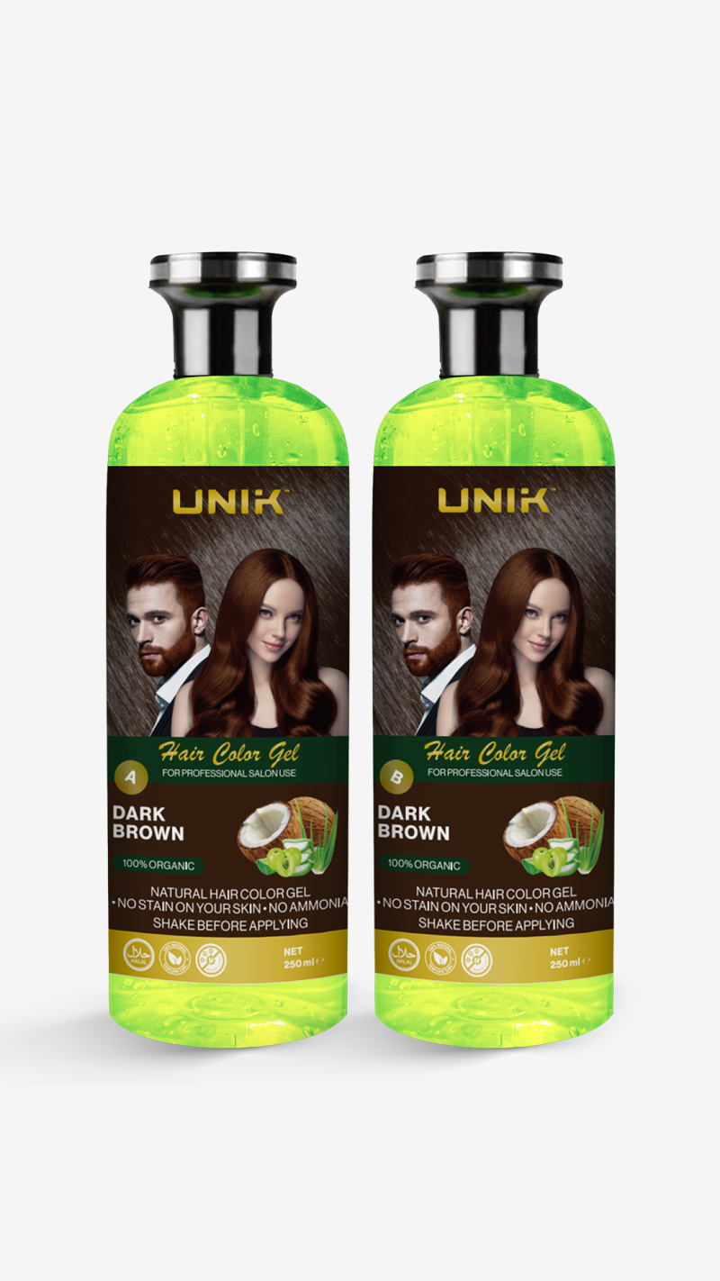 Unik Professional Hair Color Gel x2 250ml Black or Dark Brown, No Color to Skin Haircare Hair Dye - Image 3