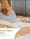 Dough Scraper with Scale 15CM Food Grade Stainless Steel Dough Cutter with Wooden Handle, Bench Scraper, Pastry Scraper Kitchen Scraper for Pizza, Bread, Pastry, Cake Dough Baking Shaping - Image 3