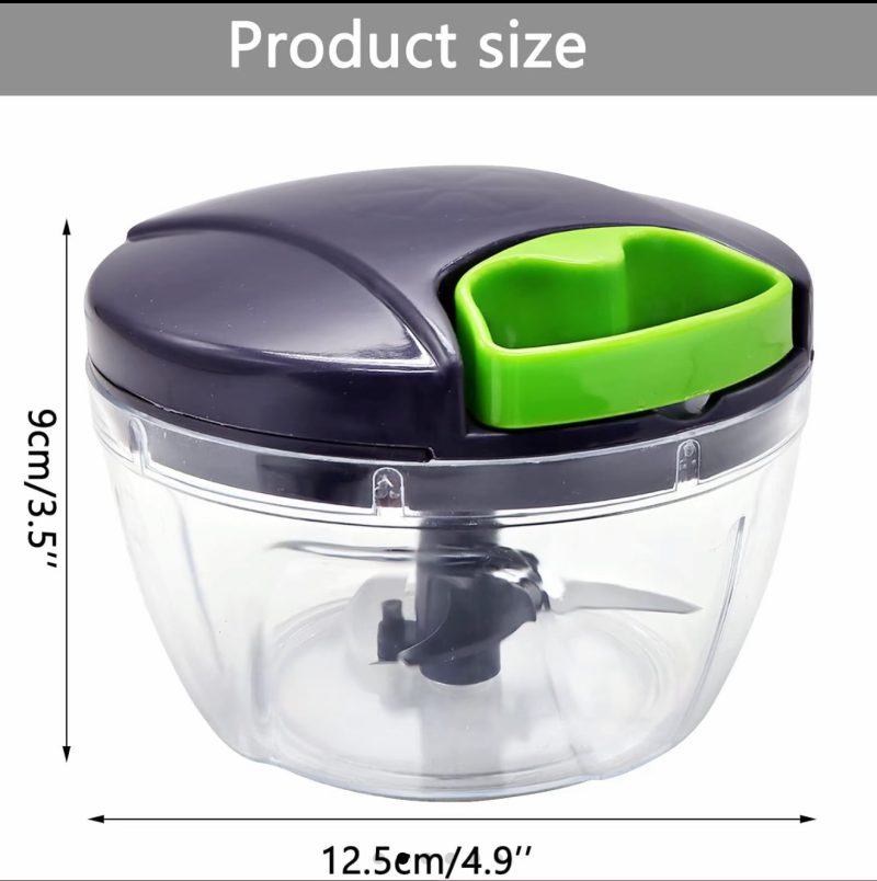 The Manual Food Chopper | Quick and Efficient | Great for Kitchen Use | Manual Food Processor | Features: Pull Rope Mechanism, 3 Blades, 520ml Capacity Fruit Plastic Stainless Steel Utensils Reuse | Great for Ramadan, Eid & Mothers Day Gifting - Image 5