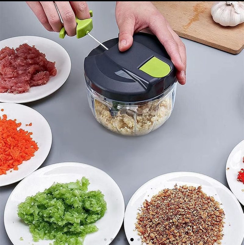 The Manual Food Chopper | Quick and Efficient | Great for Kitchen Use | Manual Food Processor | Features: Pull Rope Mechanism, 3 Blades, 520ml Capacity Fruit Plastic Stainless Steel Utensils Reuse | Great for Ramadan, Eid & Mothers Day Gifting - Image 3