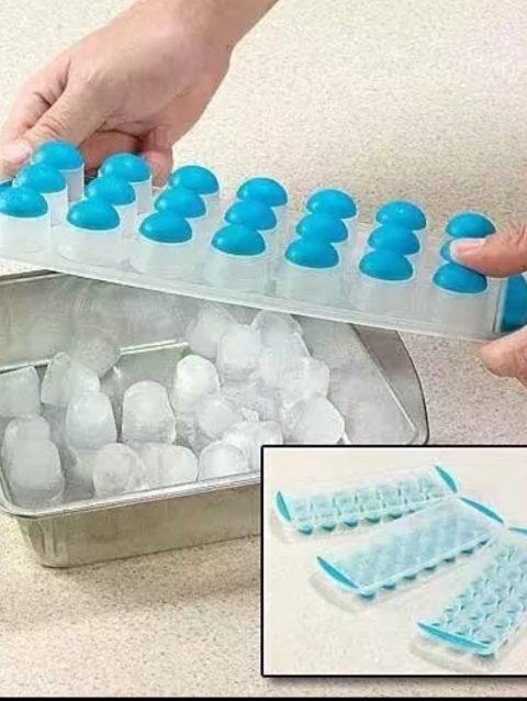 Home Plus Easy Release Ice Cube Tray Flexible Silicone Base Round Holes Green