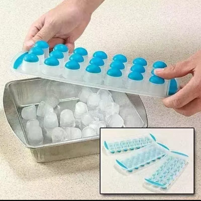 Home Plus Easy Release Ice Cube Tray Flexible Silicone Base Round Holes Green