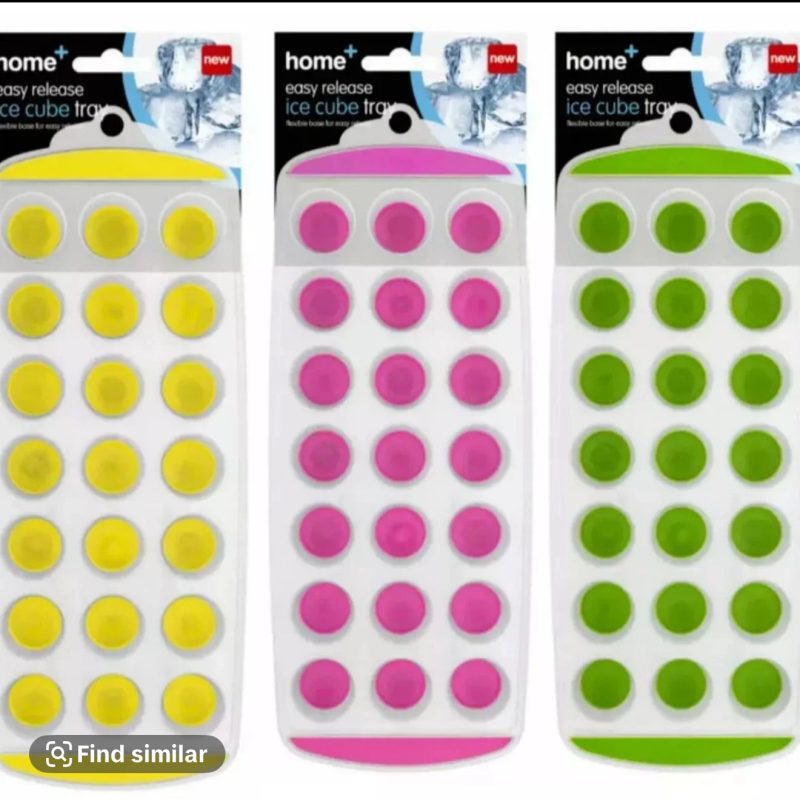 Home Plus Easy Release Ice Cube Tray Flexible Silicone Base Round Holes Green - Image 4