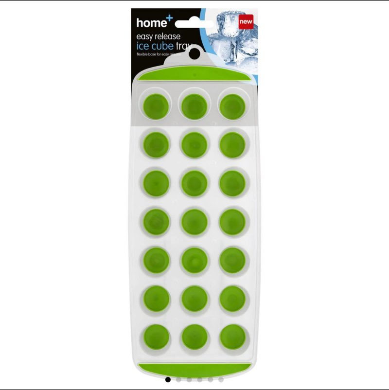 Home Plus Easy Release Ice Cube Tray Flexible Silicone Base Round Holes Green - Image 2