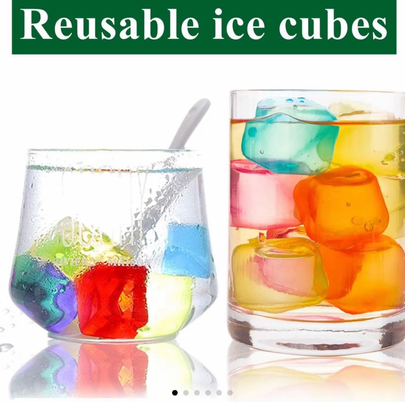 Reusable Ice Cubes, 2.5cm Plastic Squares for Drinks, Whiskey, Wine or Beer, Keep Your Drink Cold Longer, Re-freezable, Washable, Assorted Colour Utensils Set