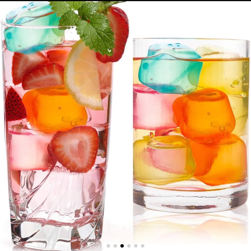 Reusable Ice Cubes, 2.5cm Plastic Squares for Drinks, Whiskey, Wine or Beer, Keep Your Drink Cold Longer, Re-freezable, Washable, Assorted Colour Utensils Set - Image 6