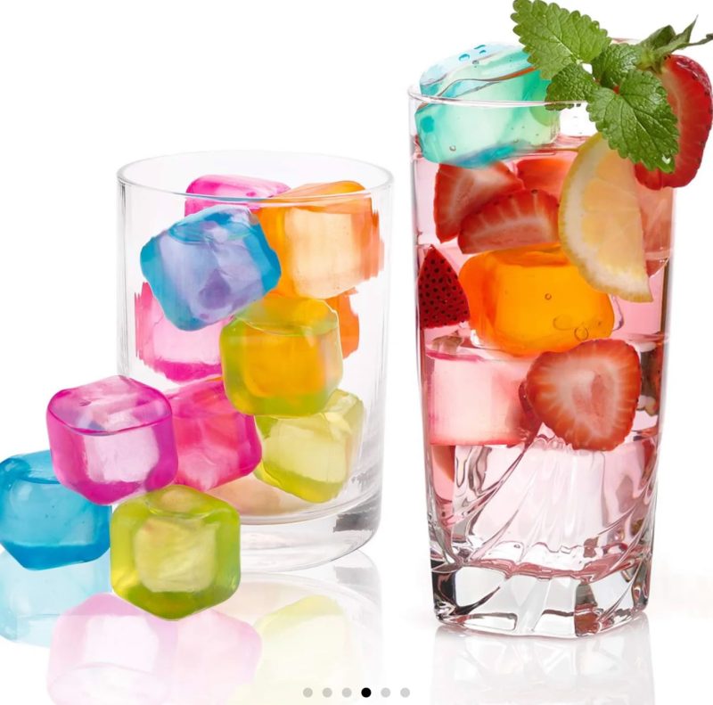 Reusable Ice Cubes, 2.5cm Plastic Squares for Drinks, Whiskey, Wine or Beer, Keep Your Drink Cold Longer, Re-freezable, Washable, Assorted Colour Utensils Set - Image 4