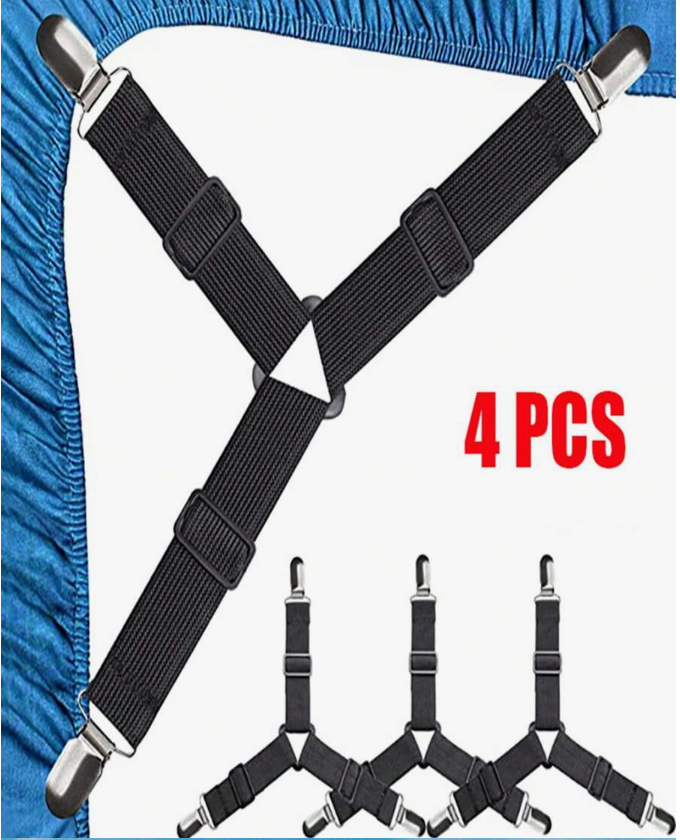 4Pcs Adjustable Elastic Bed Sheet Straps – Non-Slip Fasteners for ...