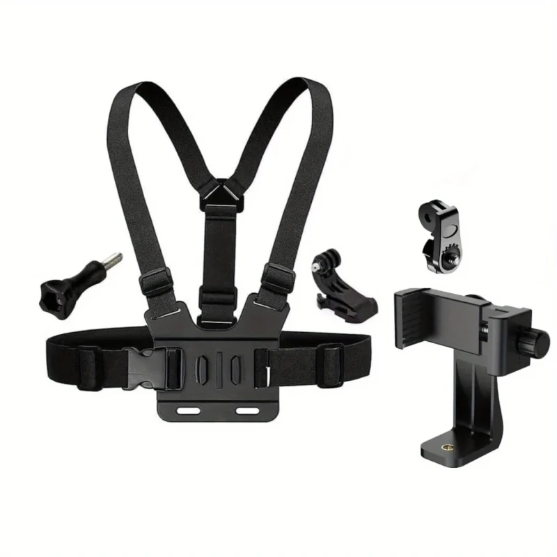 5pcs Sports Camera Chest & Shoulder Mount Set – Mobile Phone Forearm Holder for Outdoor Cycling, Vlogging & Live Streaming - Image 2