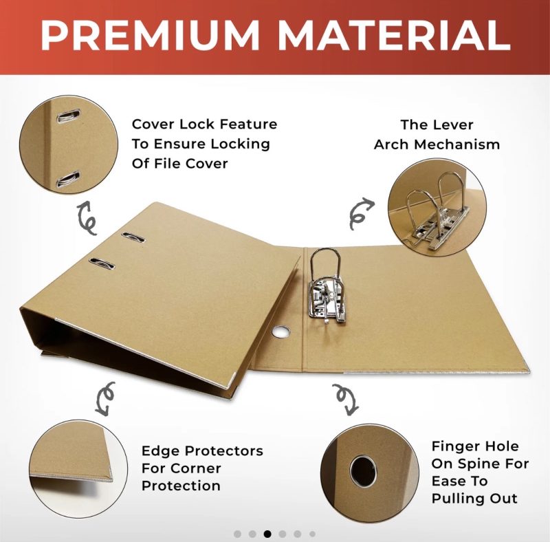 A4 Kraft Paperboard Lever Arch Files - Image 4