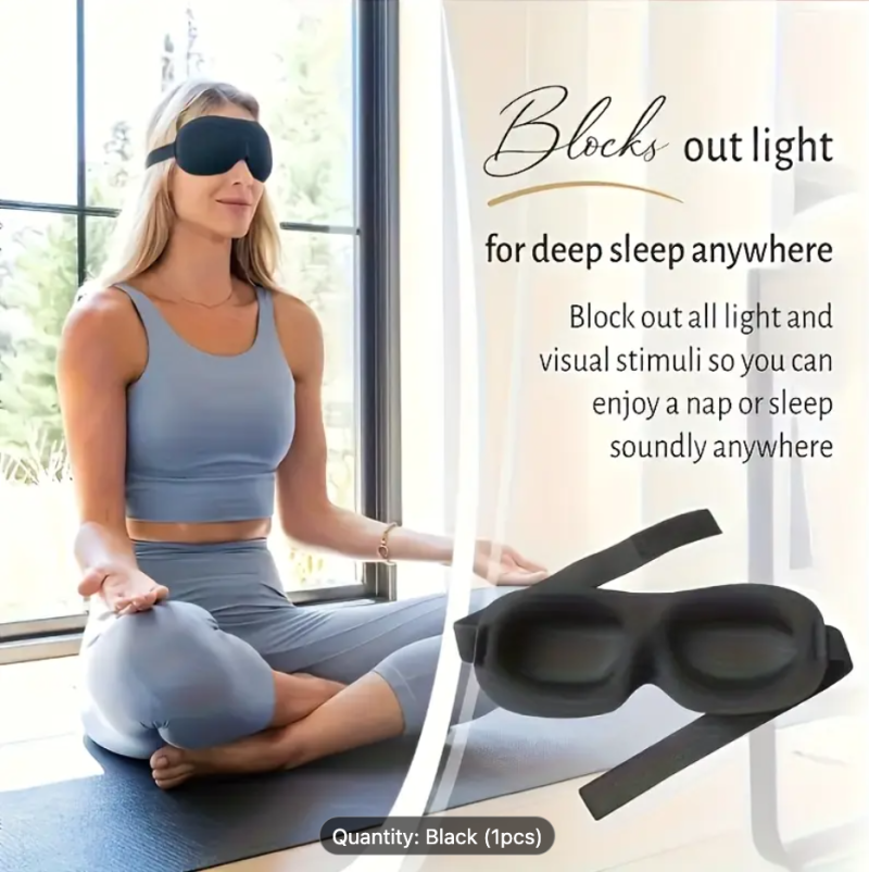 3D Sleep Mask with Black Shade for Eye Protection and Breathability – Essential Travel Accessory - Image 4