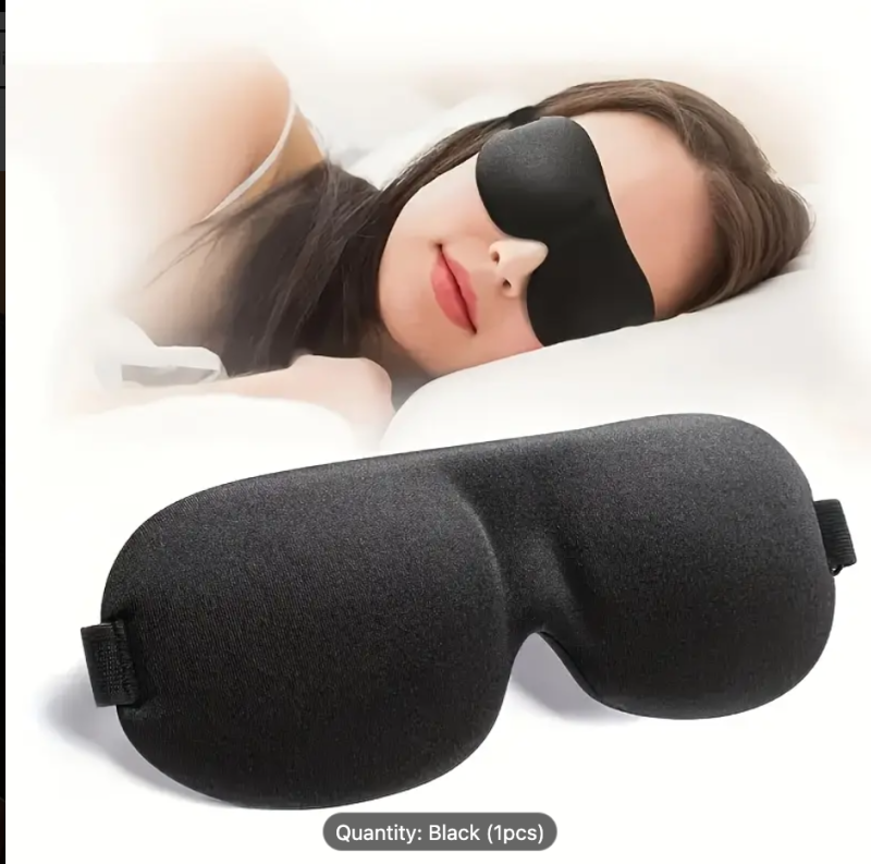 3D Sleep Mask with Black Shade for Eye Protection and Breathability – Essential Travel Accessory