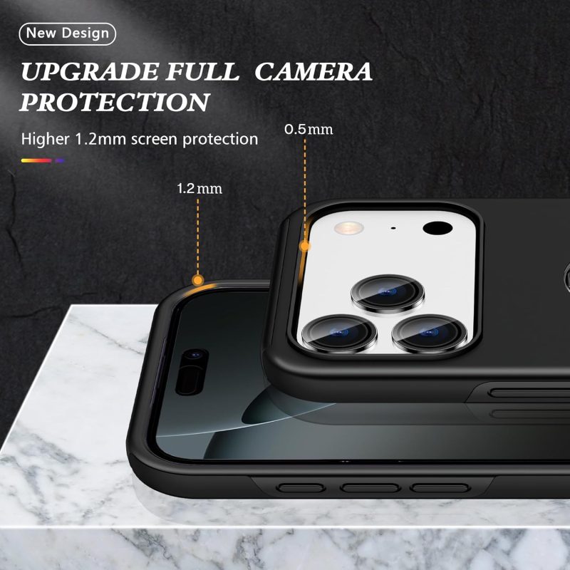 360° Rotation Magnetic Metal Finger Ring Holder Case for iPhone 17 / 17 Air / 17 Pro / 17 Pro Max – Shockproof Hard Cover with Camera Protection, Glossy Anti-Fingerprint Finish – Black - Image 7