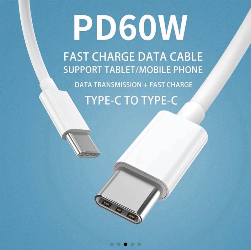 USB-C to USB-C Fast Charging Cable – 60W Power Delivery, 1.5m Length, USB 2.0 - Image 3