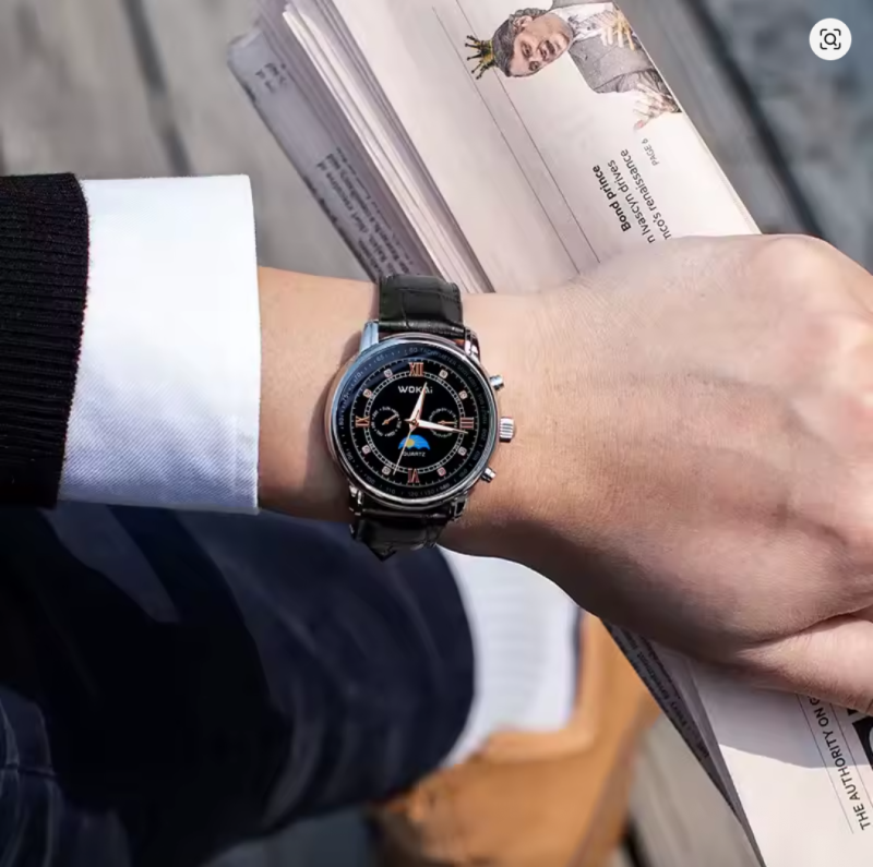 Fashionable and trendy men's watch, sports wristwatch with leather strap, men's gift watch - Image 4