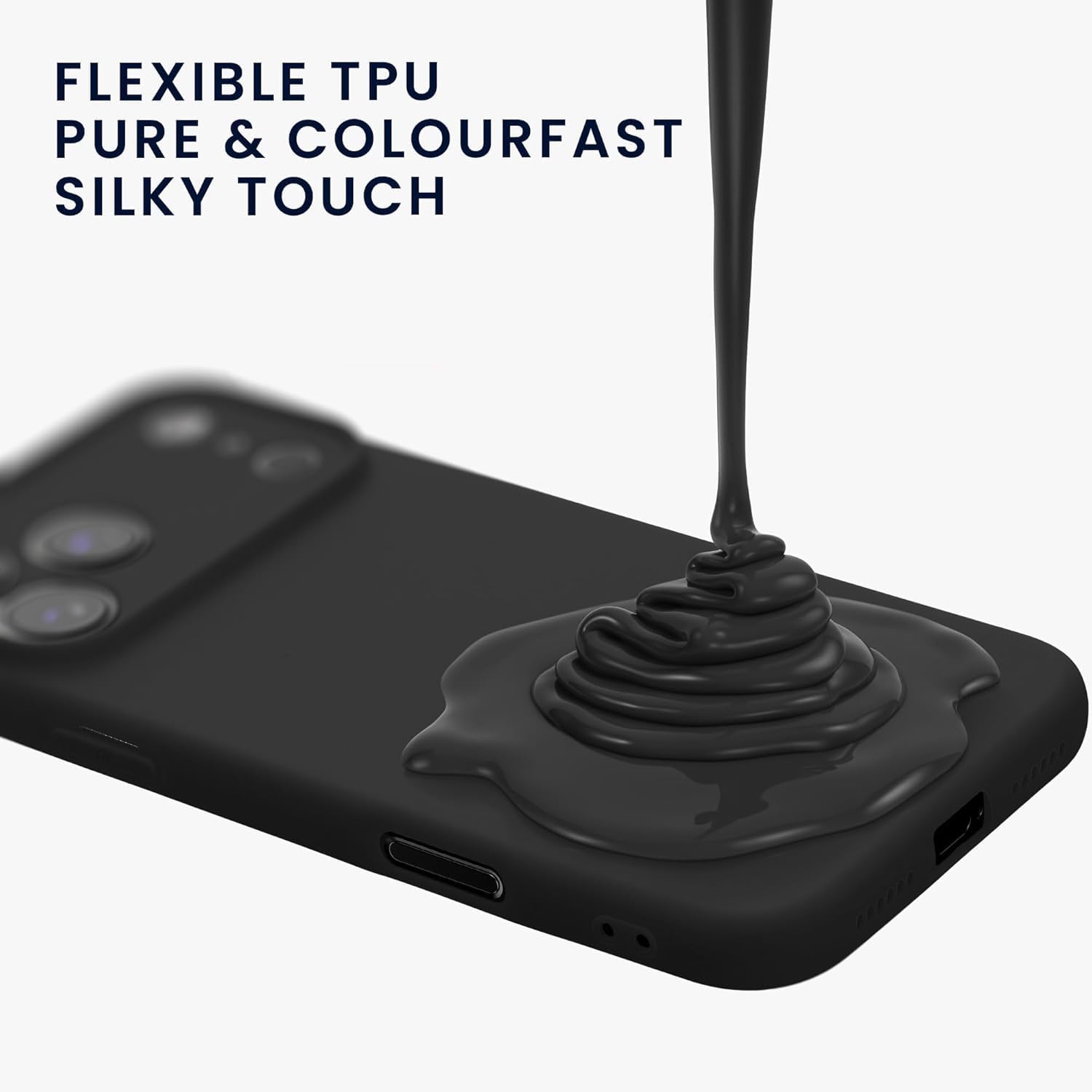 Black Ultra Soft Liquid Gel Case for iPhone 17 Series (17 / 17 Air / 17 Pro / 17 Pro Max) – Flannel Texture, Skin-Friendly, Shockproof Protective Cover – - Image 2