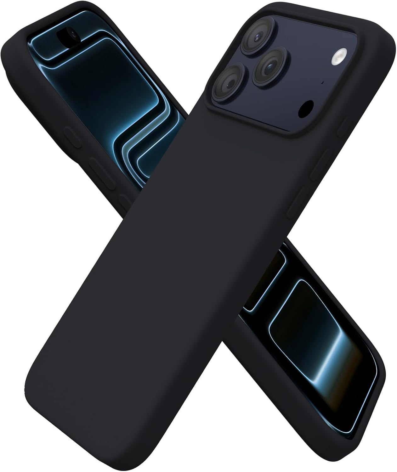 Black Ultra Soft Liquid Gel Case for iPhone 17 Series (17 / 17 Air / 17 Pro / 17 Pro Max) – Flannel Texture, Skin-Friendly, Shockproof Protective Cover –