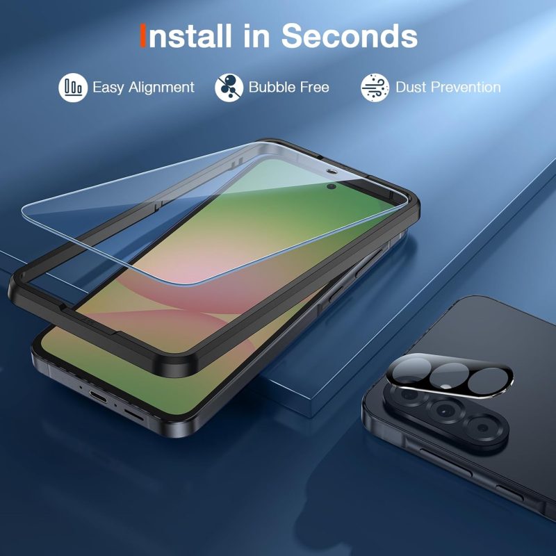 Samsung A Series Tempered Glass Screen Protector – Ultra Clear, 9H Hardness, Anti-Scratch, Bubble-Free, Full Coverage Protection - Image 5
