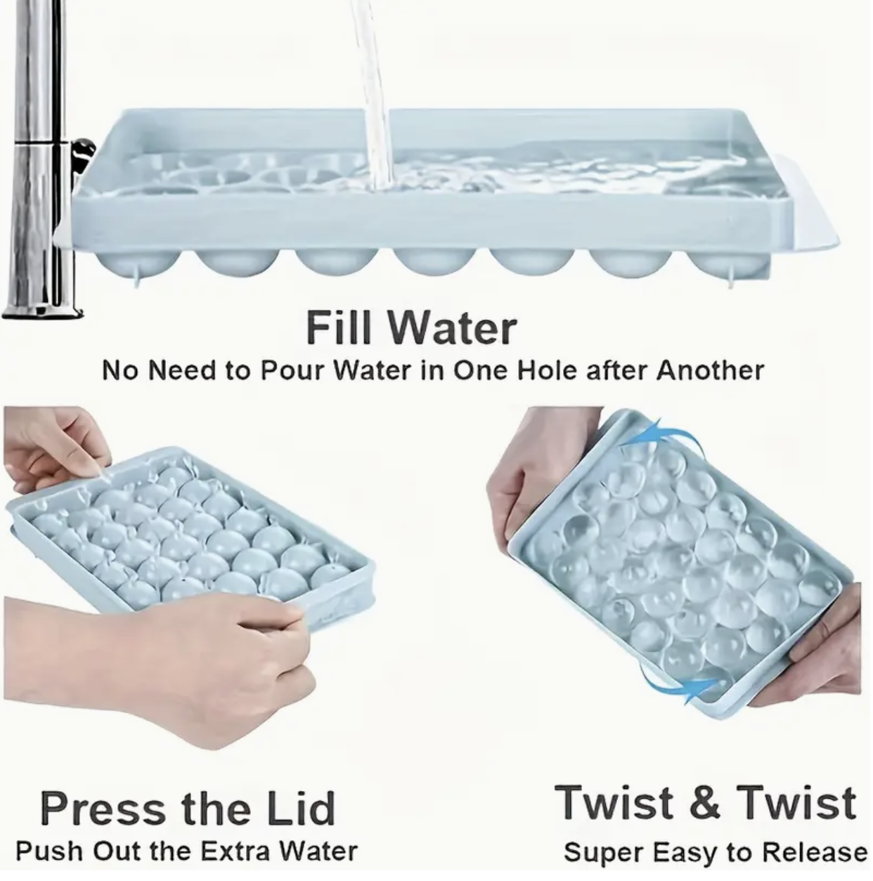 1PC Ice Cube Tray – Polished Dustproof Round Grid Ice Ball Mold | Small-Sized Food-Grade Ice Maker for Home, Party & Kitchen Use - Image 2