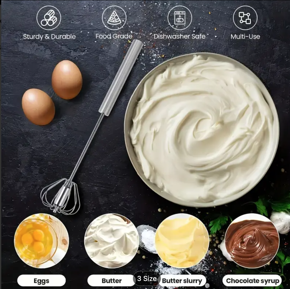 1PC Stainless Steel Multi-Function Whisk & Milk Frother – Hand Mixer for Baking, Eggs & Cream | Essential Kitchen Gadget - Image 3