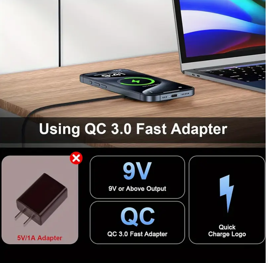 15W Fast-Charging Magnetic Wireless Charger Pad – Compatible with iPhone 16/15/14/13/12/11 (Pro/Max/Mini) | Dual Input USB-C/A | Intelligent Overcharge Protection | Sleek Black Design - Image 8