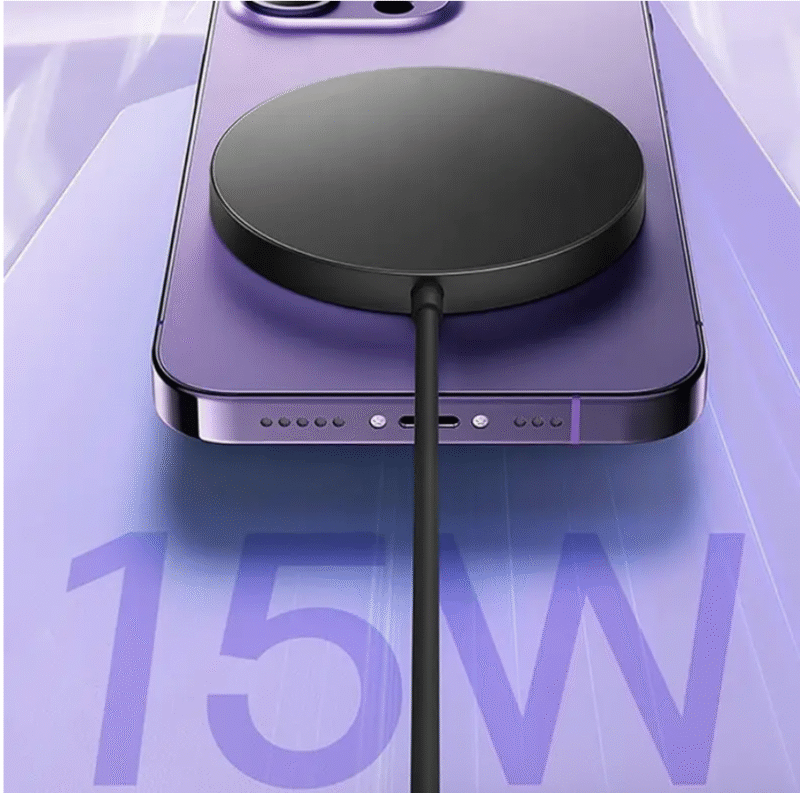 15W Fast-Charging Magnetic Wireless Charger Pad – Compatible with iPhone 16/15/14/13/12/11 (Pro/Max/Mini) | Dual Input USB-C/A | Intelligent Overcharge Protection | Sleek Black Design - Image 4