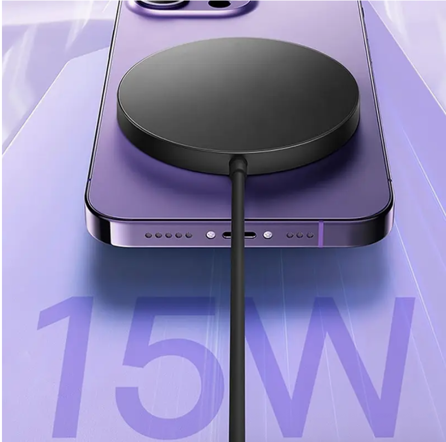 15W Fast-Charging Magnetic Wireless Charger Pad – Compatible with iPhone 16/15/14/13/12/11 (Pro/Max/Mini) | Dual Input USB-C/A | Intelligent Overcharge Protection | Sleek Black Design - Image 4