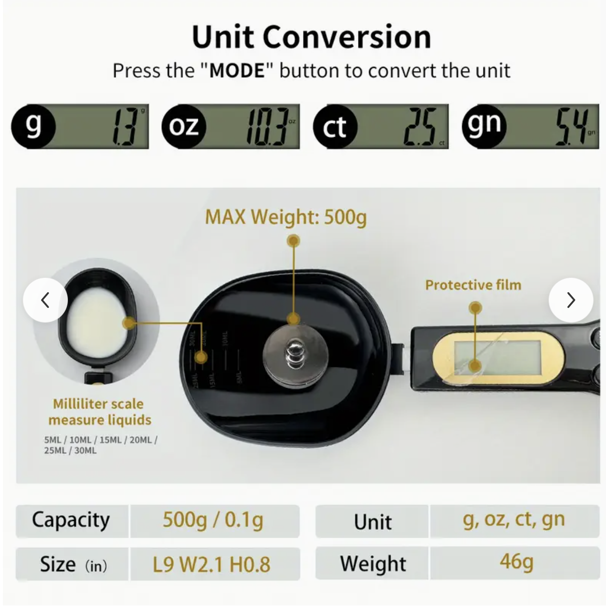 Digital Kitchen Scale Spoon with LCD Display (0.1gā500g) ā High-Precision Portable Measuring Spoon for Cooking, Baking & Portion Control - Image 7
