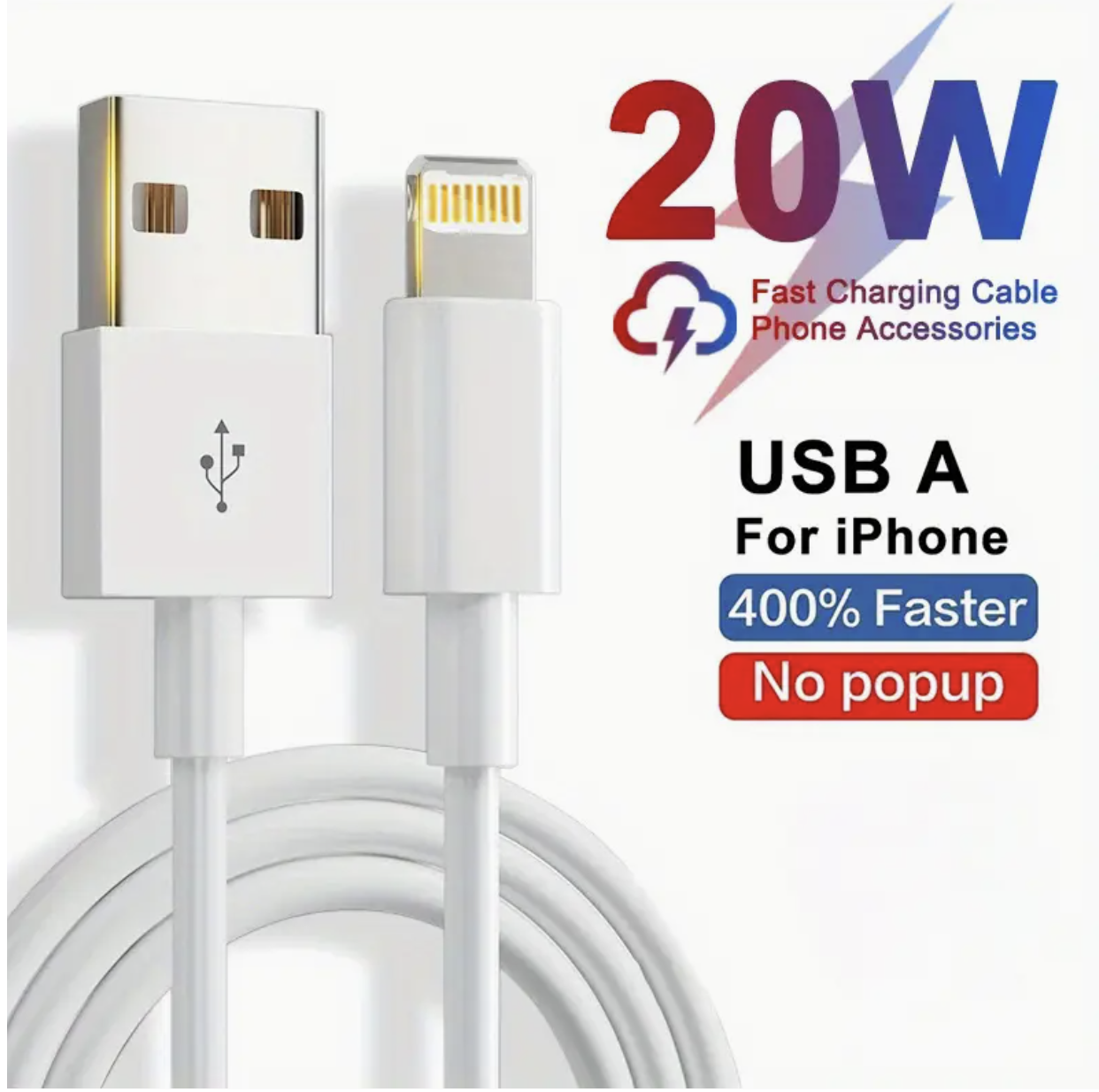 Lightning to USB-A Charging Cable – Fast Charging & Data Sync for iPhone, iPad, iPod - Image 5