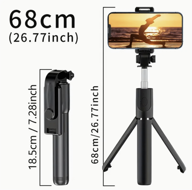 Foldable Selfie Pole with Tripod Stand – 360° Rotation, Anti-Shake, Wireless Handheld Gimbal for Mobile Photography & Travel - Image 2