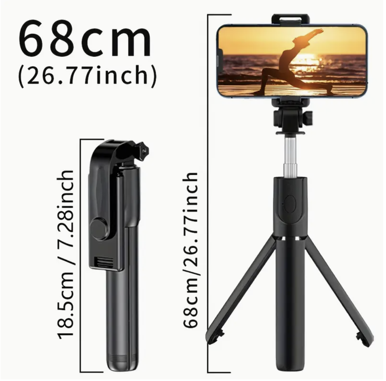 Foldable Selfie Pole with Tripod Stand – 360° Rotation, Anti-Shake, Wireless Handheld Gimbal for Mobile Photography & Travel - Image 2