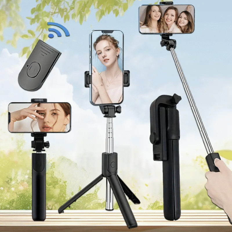Foldable Selfie Pole with Tripod Stand – 360° Rotation, Anti-Shake, Wireless Handheld Gimbal for Mobile Photography & Travel