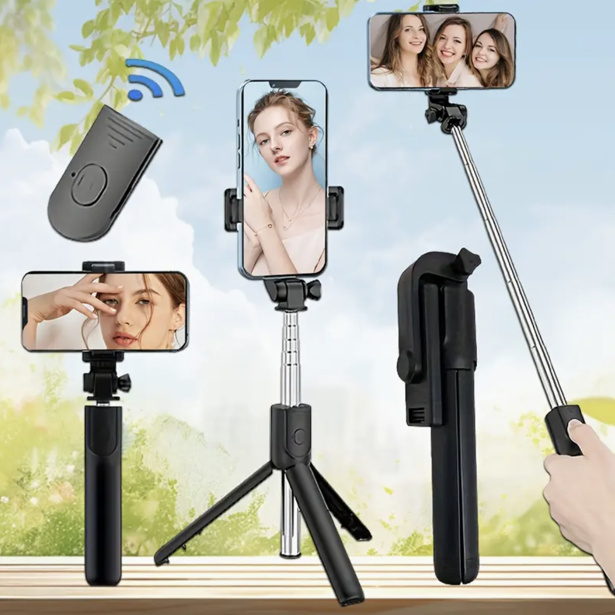 Foldable Selfie Pole with Tripod Stand – 360° Rotation, Anti-Shake, Wireless Handheld Gimbal for Mobile Photography & Travel