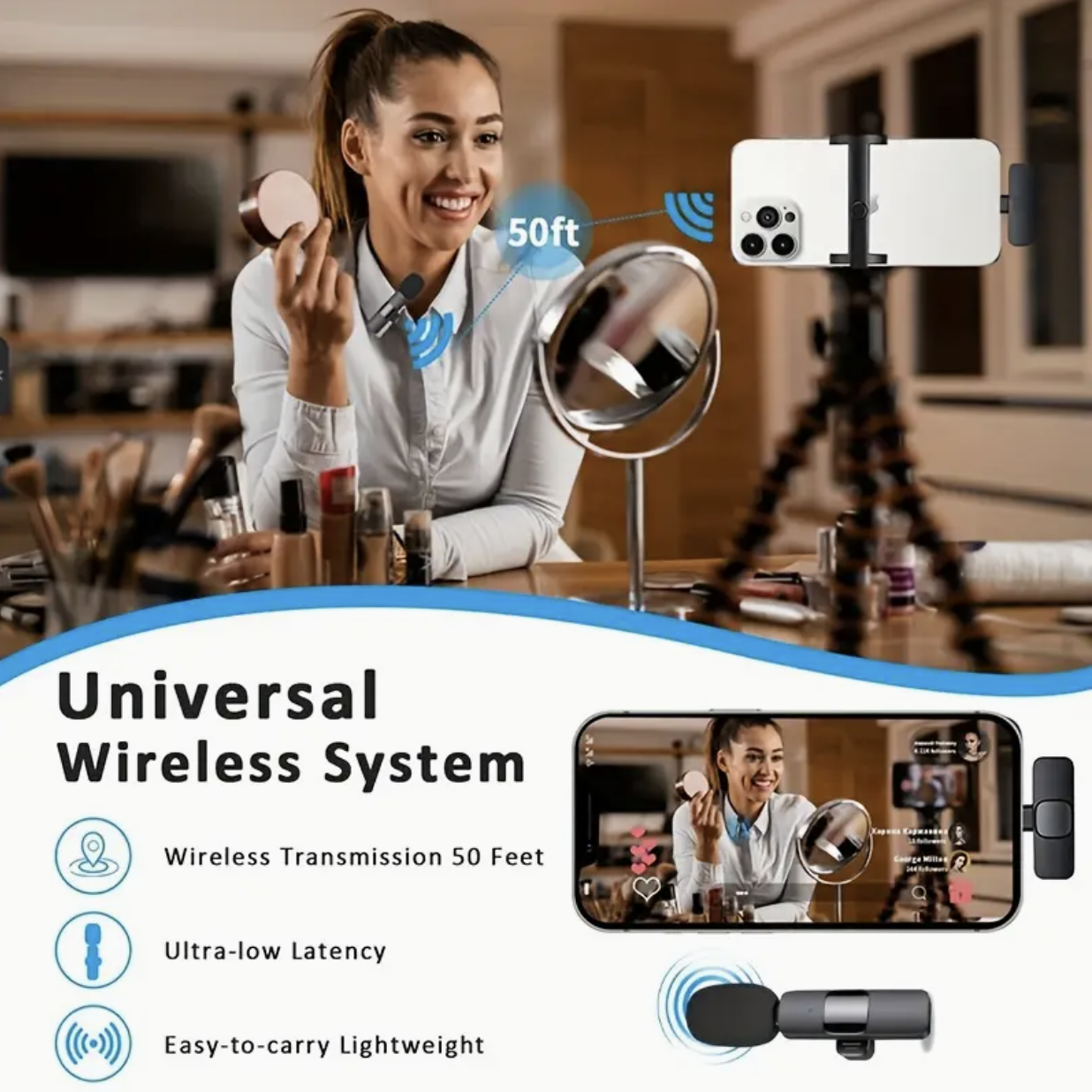 Wireless Microphone – USB-C Clip-On Mic for Smartphones & Laptops, Ideal for Vlogs, Live Streaming, Interviews & Content Creation - Image 4