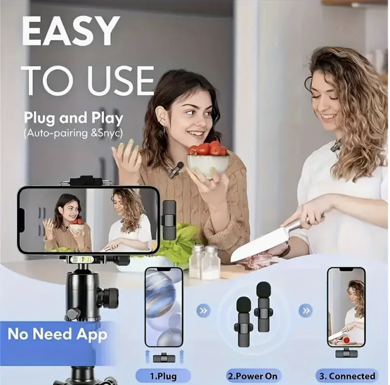 Wireless Microphone – USB-C Clip-On Mic for Smartphones & Laptops, Ideal for Vlogs, Live Streaming, Interviews & Content Creation - Image 3