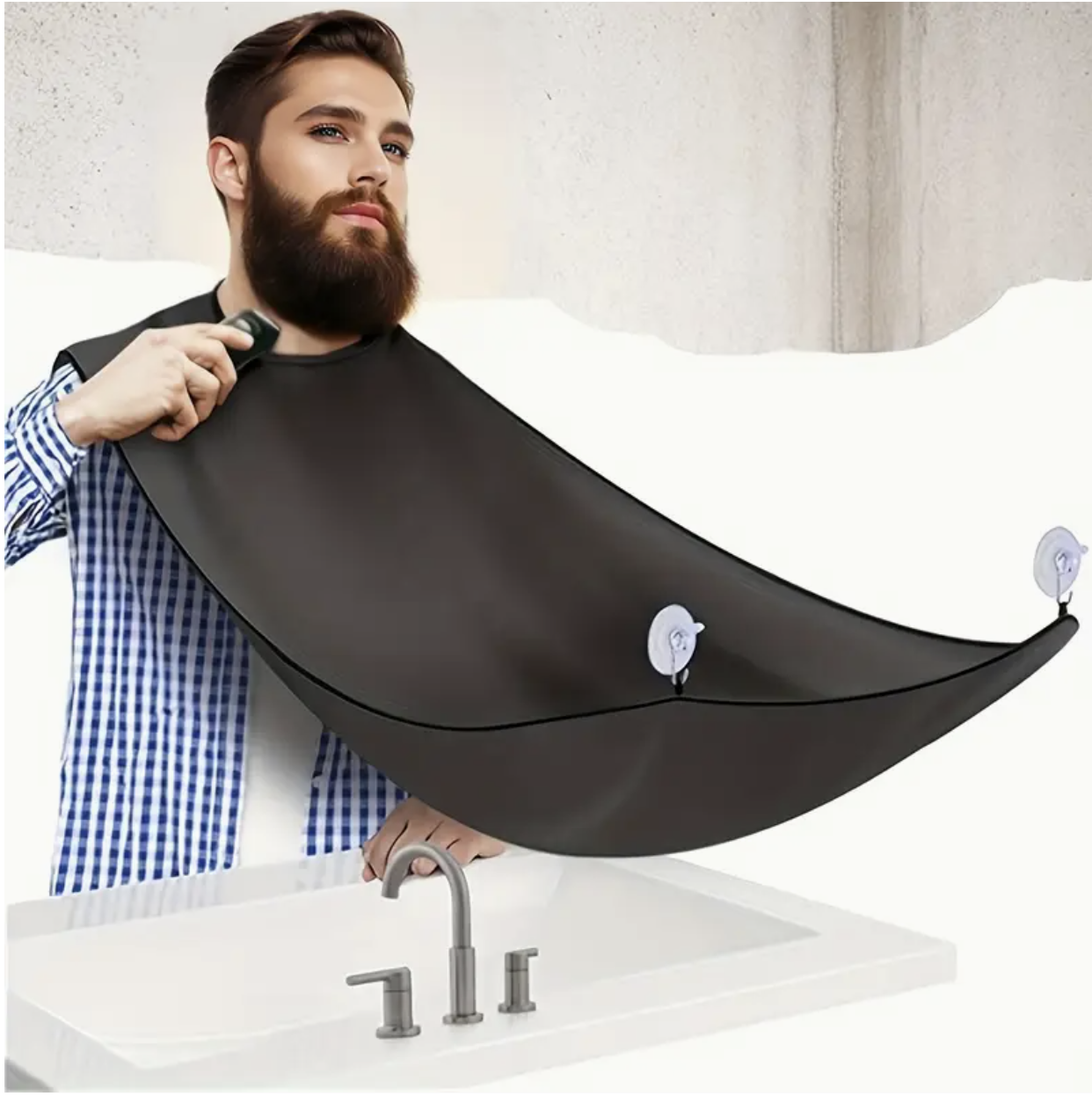 1pc Beard Bib – Non-Stick Beard Catcher Apron for Men, Easy Grooming and Trimming, Universal Fit
