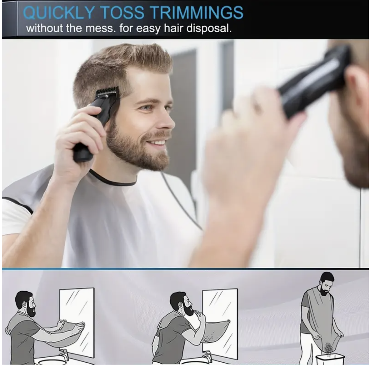 1pc Beard Bib – Non-Stick Beard Catcher Apron for Men, Easy Grooming and Trimming, Universal Fit - Image 4