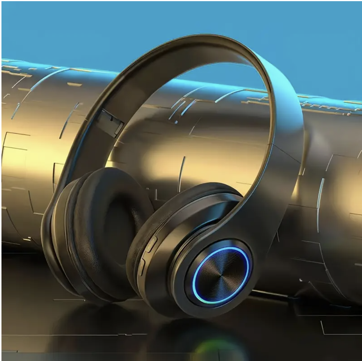 Black Wireless Noise-Canceling Headphones – Foldable Design, USB-C Charging, High-Quality Sound, Red/Black Gaming & Streaming Headset