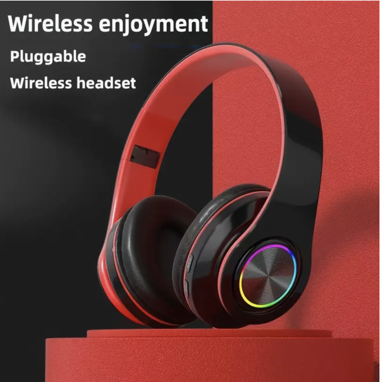 Black Wireless Noise-Canceling Headphones – Foldable Design, USB-C Charging, High-Quality Sound, Red/Black Gaming & Streaming Headset - Image 8