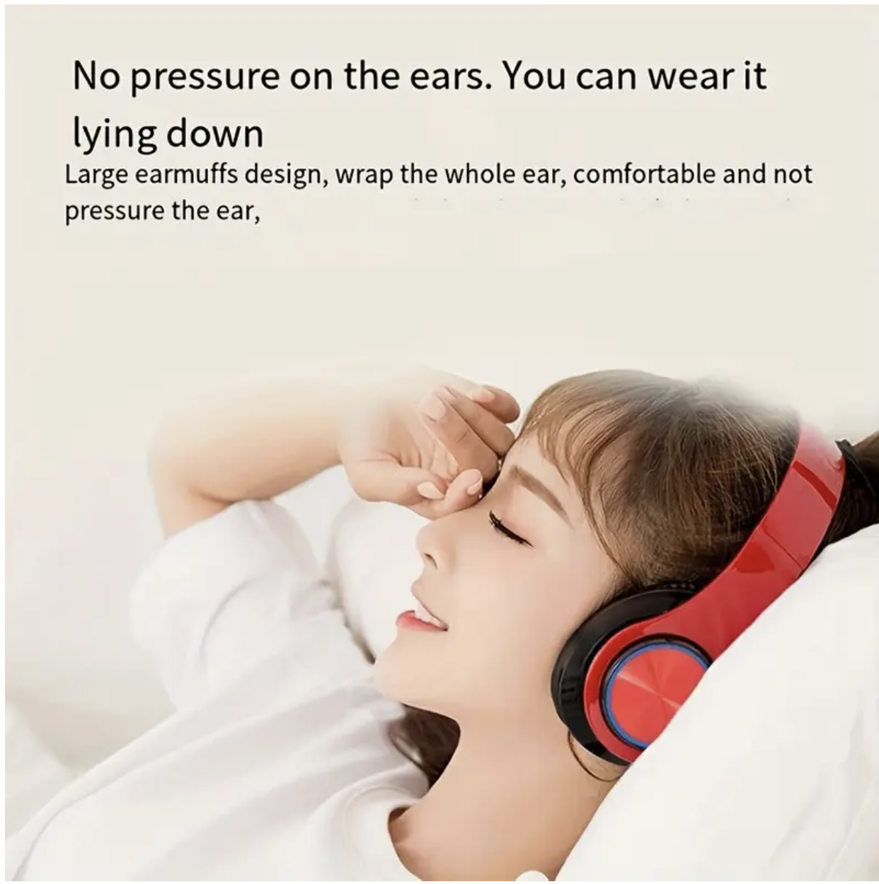 Black Wireless Noise-Canceling Headphones – Foldable Design, USB-C Charging, High-Quality Sound, Red/Black Gaming & Streaming Headset - Image 2