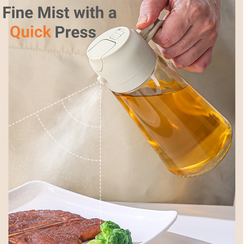New Glass Spray Pour Dual-Use Oil Bottle – Large Capacity One-Piece Press Sprayer for Kitchen Cooking - Image 4