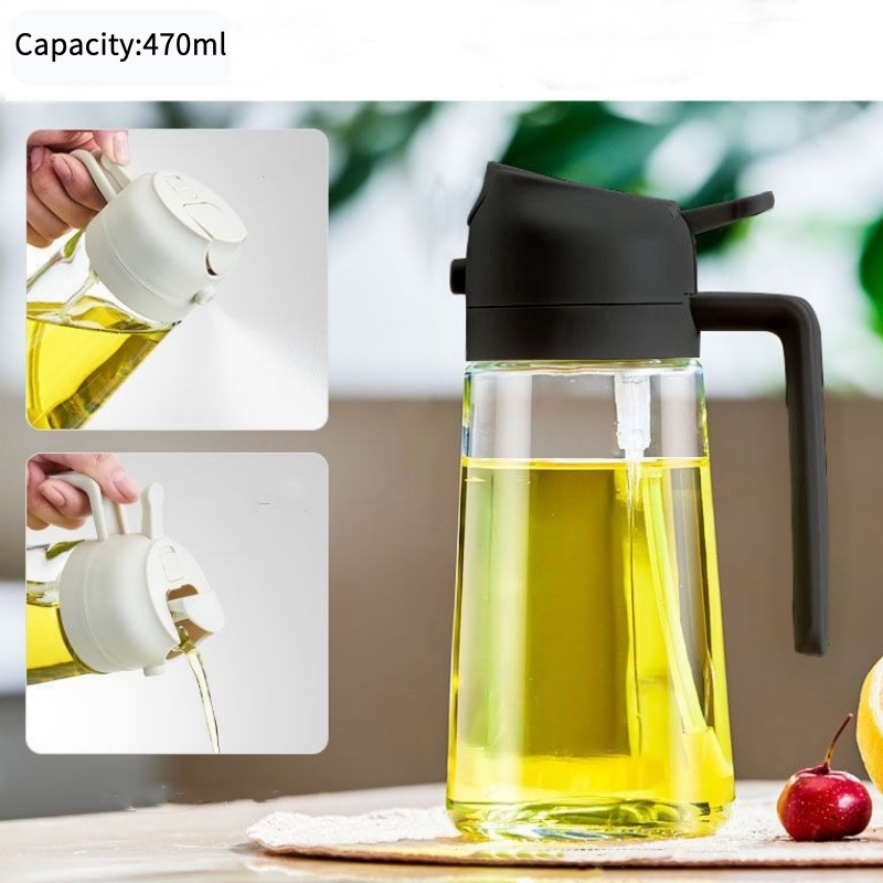 New Glass Spray Pour Dual-Use Oil Bottle – Large Capacity One-Piece Press Sprayer for Kitchen Cooking - Image 5