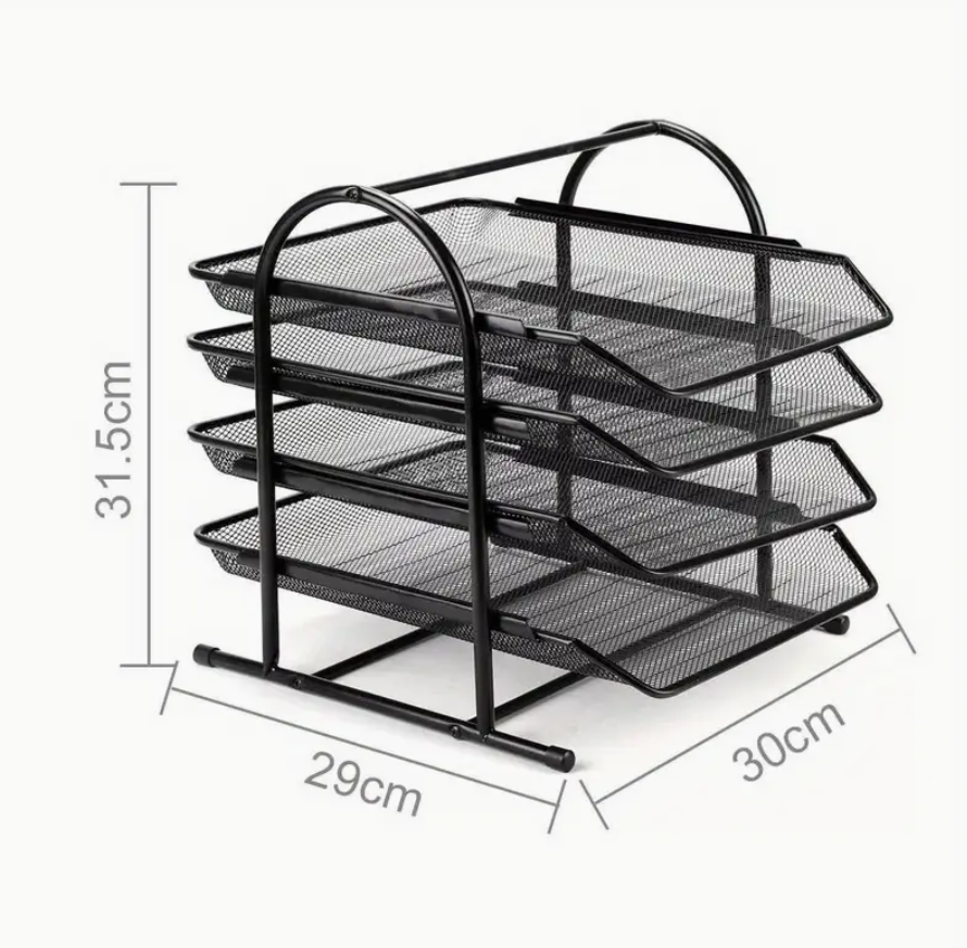 3 Tier Office Filing Trays Holder – A4 Document Paper Wire Mesh Storage Rack - Image 2