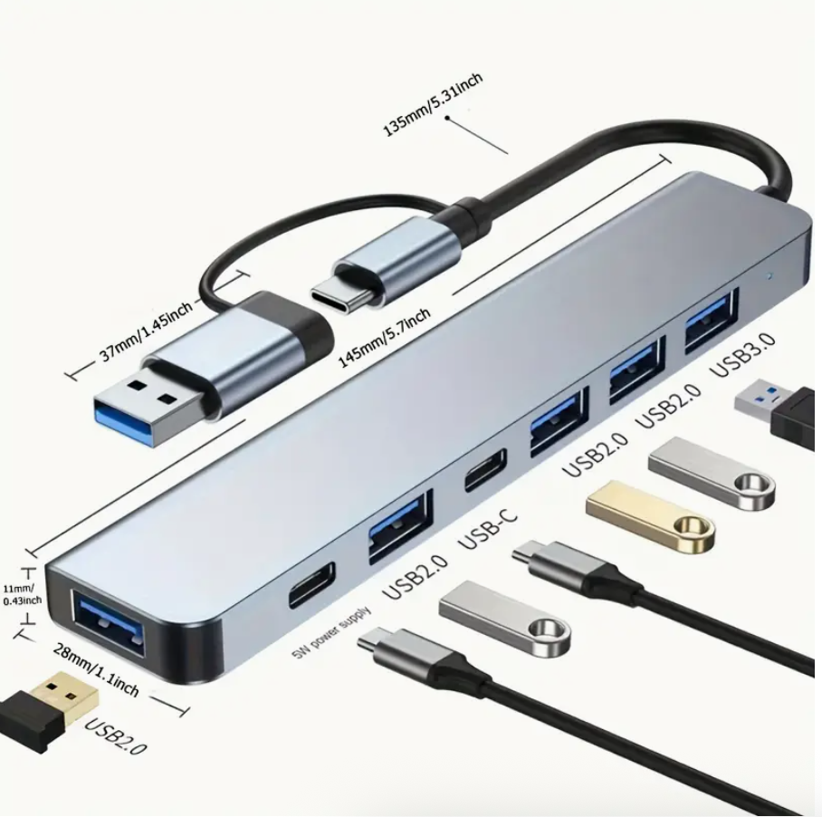 7-in-1 High-Speed USB 3.0 Data Transfer Adapter – Multiport Expansion Hub for Seamless Connectivity - Image 2