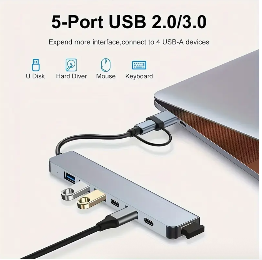 7-in-1 High-Speed USB 3.0 Data Transfer Adapter – Multiport Expansion Hub for Seamless Connectivity - Image 4