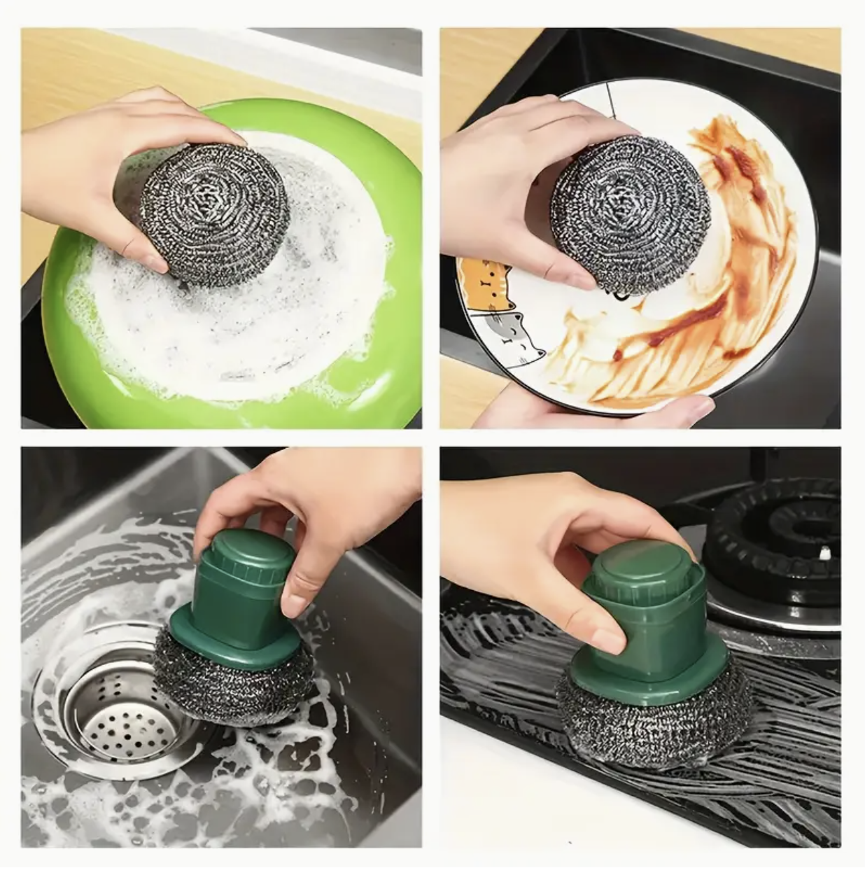 6 Pcs Heavy-Duty Stainless Steel Pot Scrubbing Balls | High-Zinc Iron Core | Rust-Resistant Wire Scrubbers for Tough Kitchen & Bathroom Cleaning - Image 4